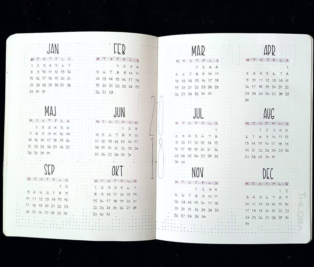 Bullet Journal Year At A Glance - Bullet Journal - Lorelei Web