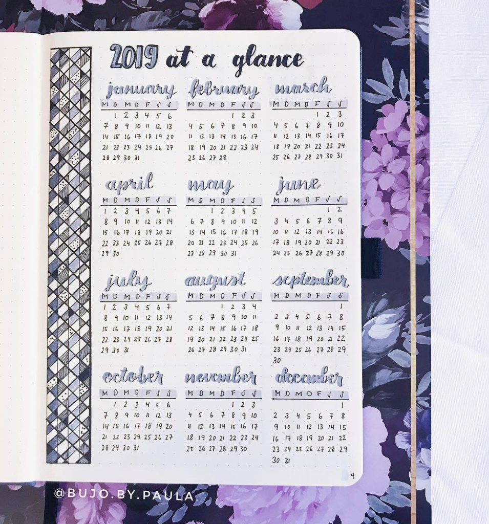 a year at a glance bullet journal